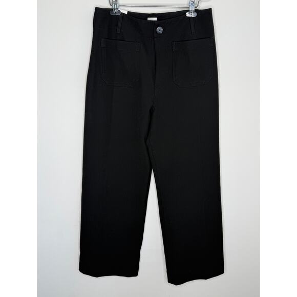 Maeve By Anthropologie The Colette Cropped Wide Leg Pants Black Womens 31T NWT - Picture 3 of 12